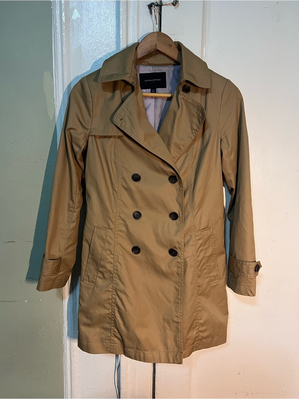 Banana Republic Women's Khaki Double-Breasted Trench Coat